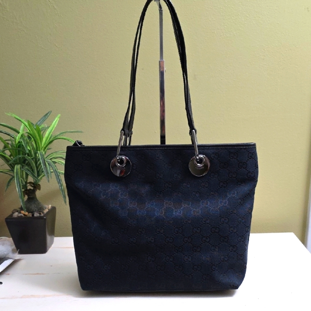 Gucci Black GG Monogram Tote Bag
